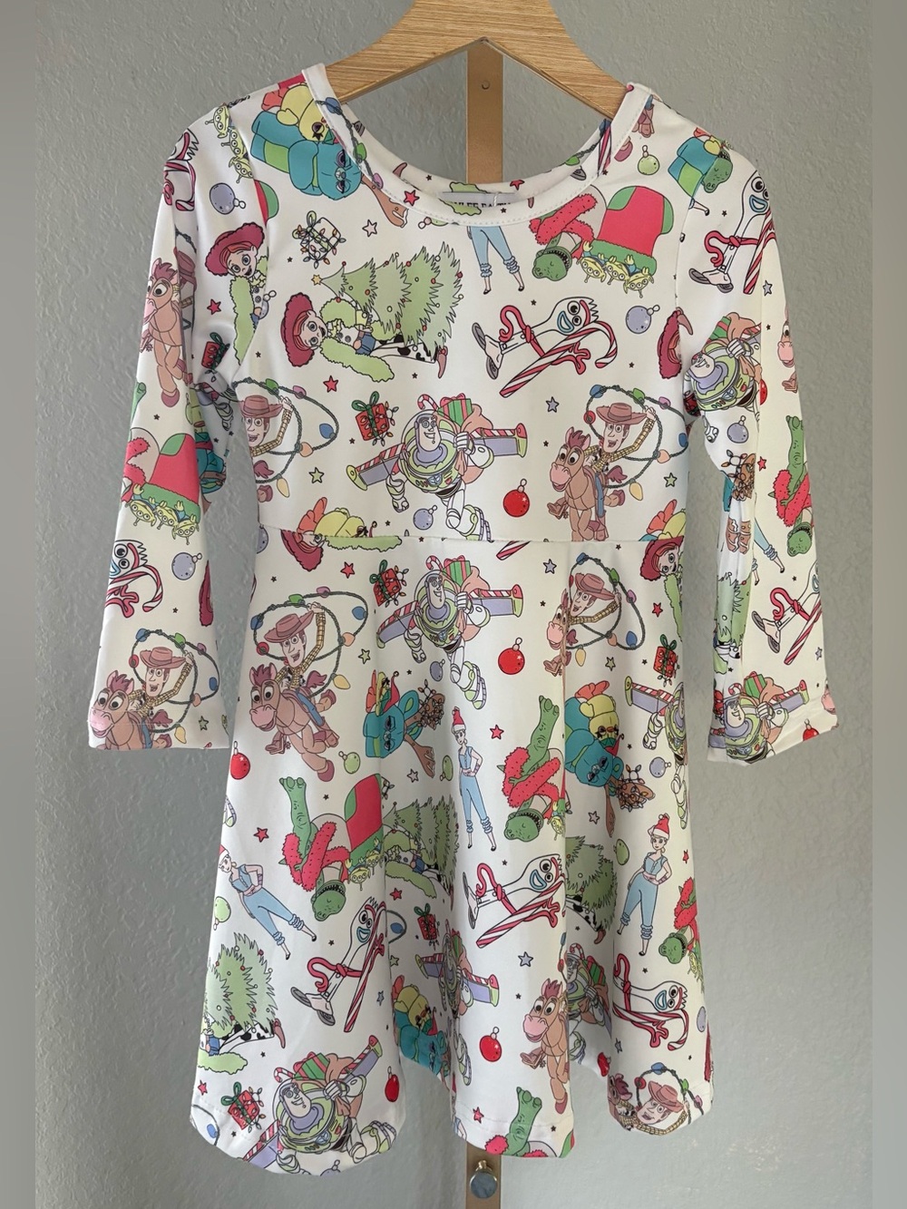 Rylee Faith Designs Toy Story Christmas Character Long Sleeve Twirl Dress